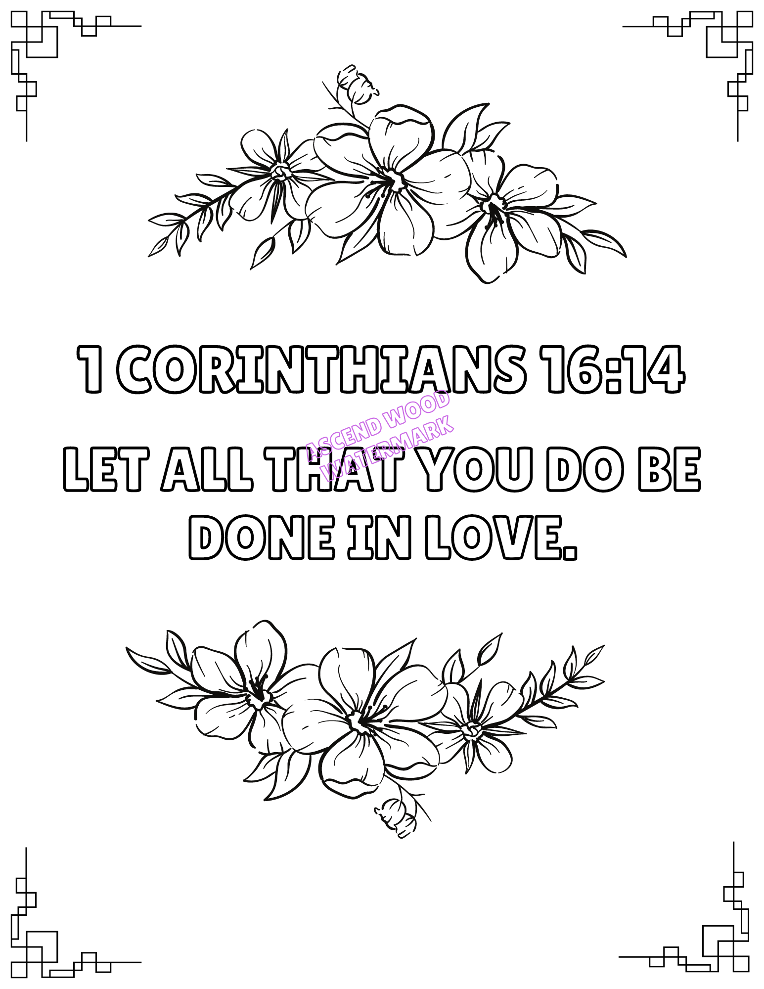 God's Love - Bible Verse Coloring Book (Digital Download) - Christian Bracelets and Apparel - In His Name Company Products