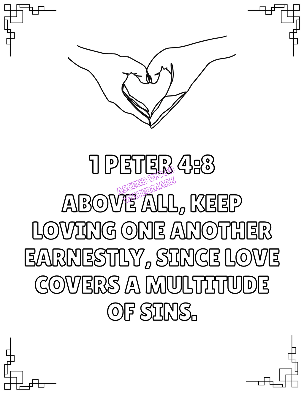 God's Love - Bible Verse Coloring Book (Digital Download) - Christian Bracelets and Apparel - In His Name Company Products