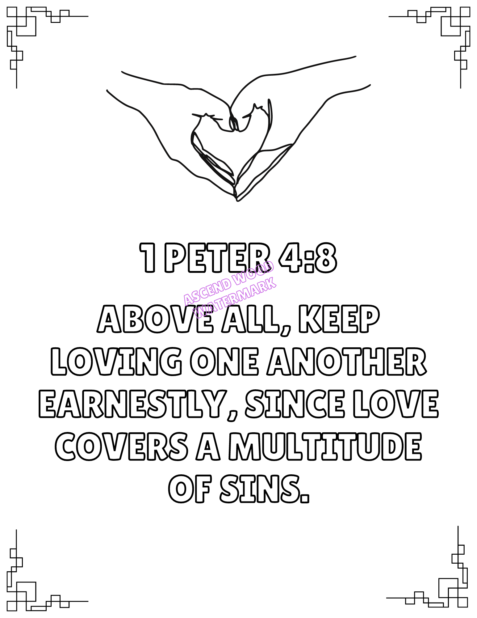 God's Love - Bible Verse Coloring Book (Digital Download) - Christian Bracelets and Apparel - In His Name Company Products