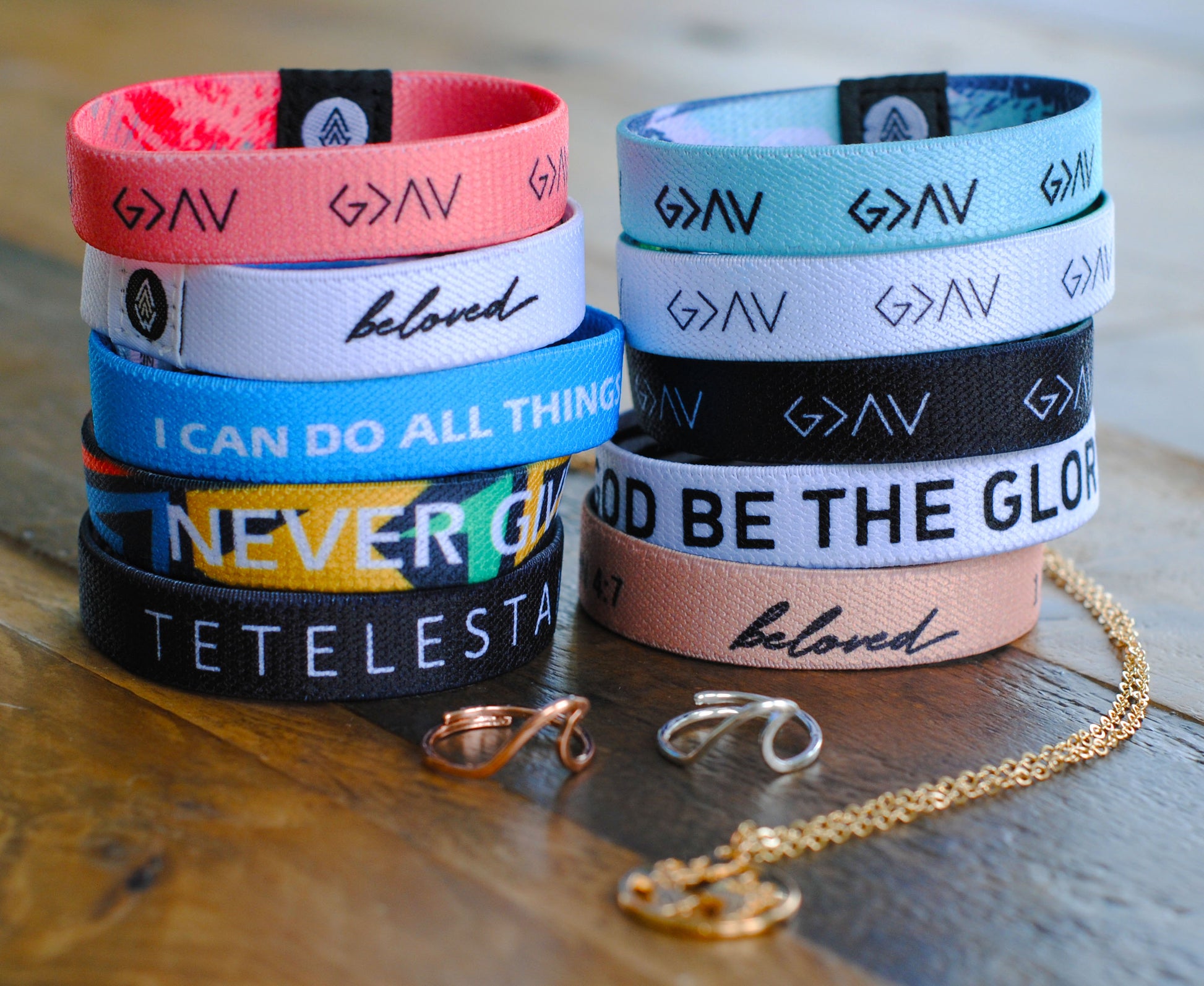 10-Pack & Jewelry Bundle | 10 Bracelets + 2 Rings + 1 Necklace ($245 Value) - Christian Bracelets and Apparel - In His Name Company Products