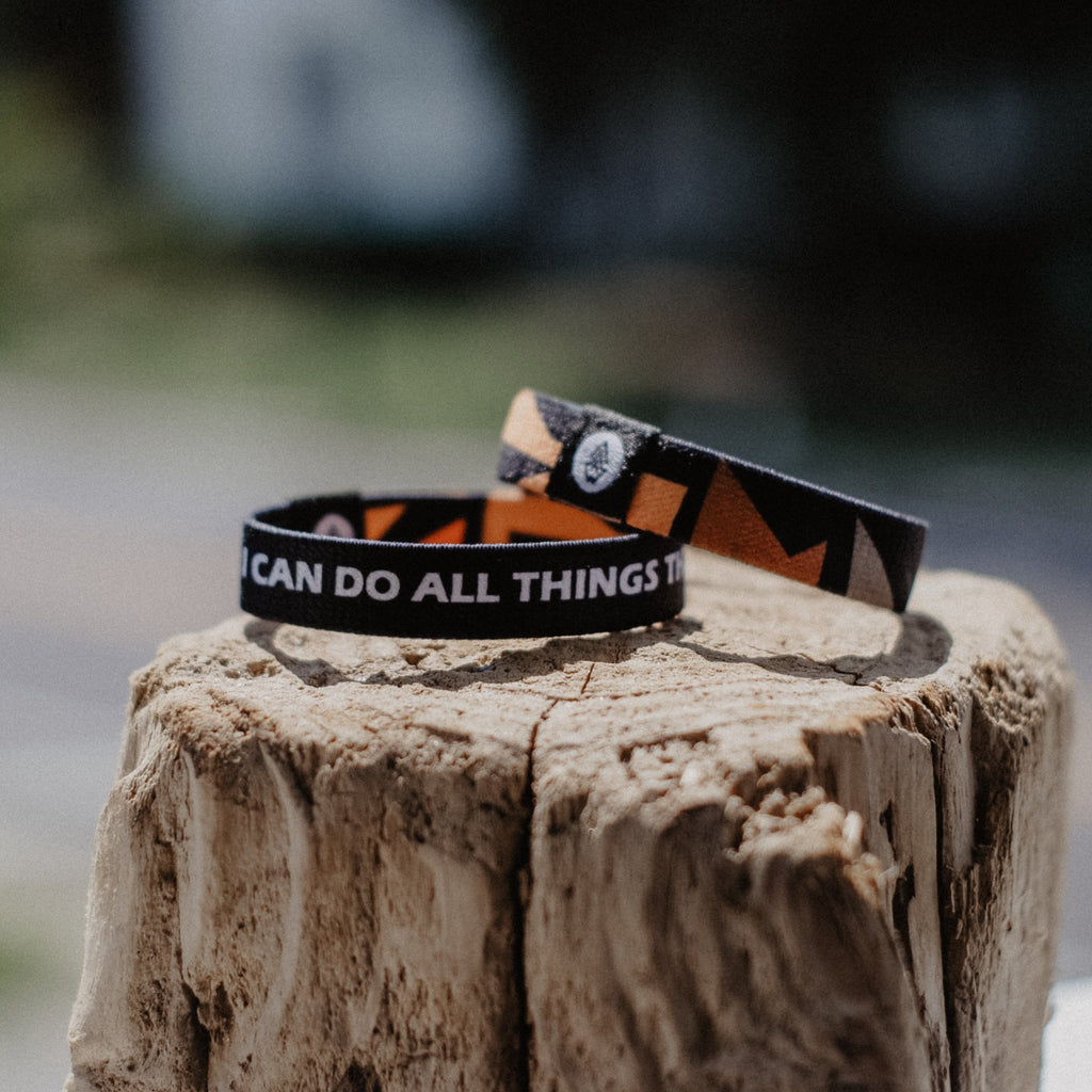 Philippians 4:13 - "I Can Do All Things Through Christ" Reversible Wristband - Black - Christian Bracelets and Apparel - In His Name Company Products