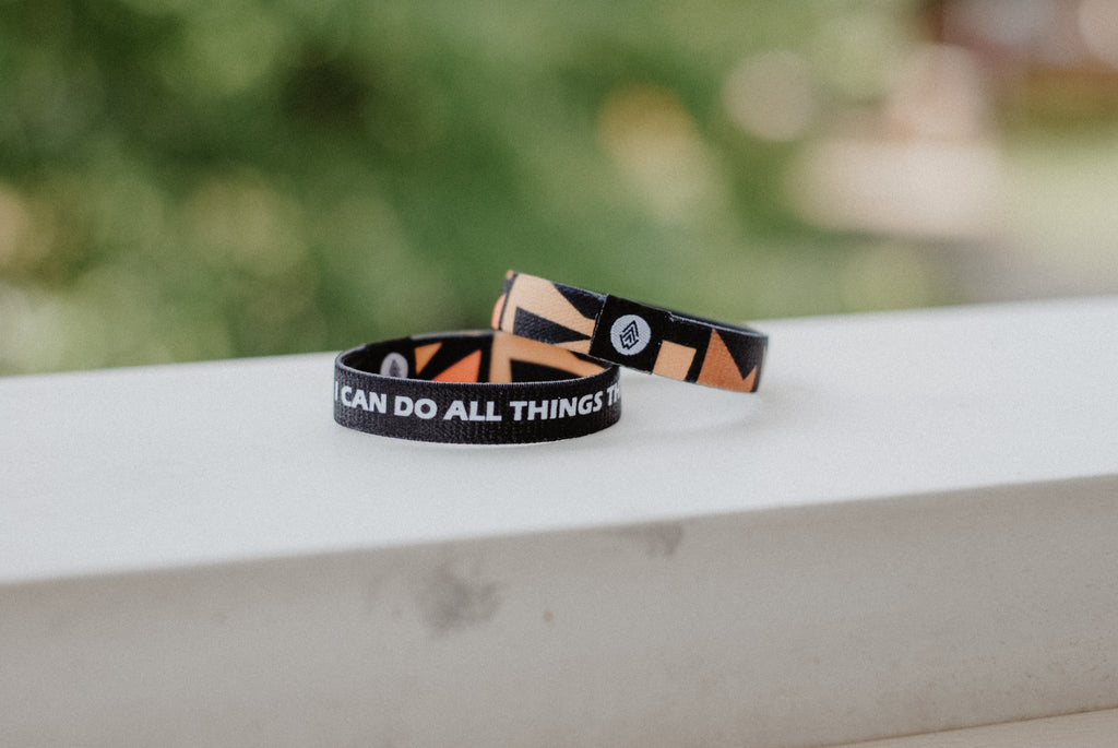Philippians 4:13 - "I Can Do All Things Through Christ" Reversible Wristband - Black - Christian Bracelets and Apparel - In His Name Company Products