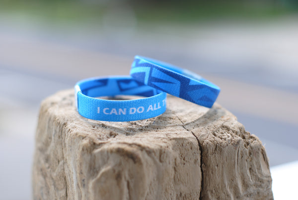 Philippians 4:13 - "I Can Do All Things Through Christ" Reversible Wristband - Aqua Blue - Christian Apparel and Accessories - Ascend Wood Products