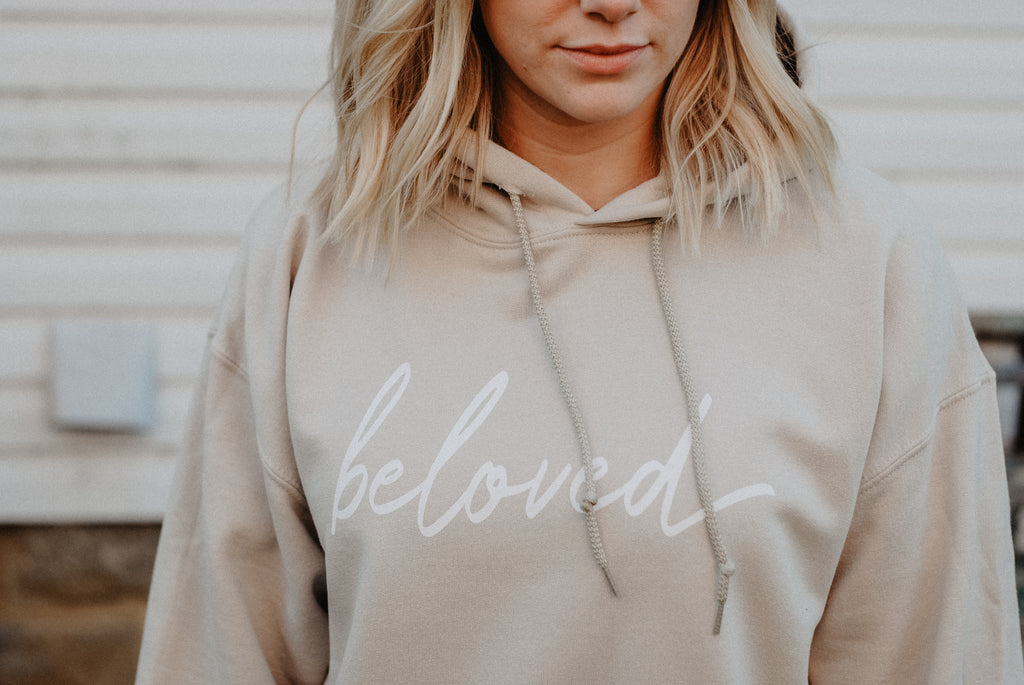 Beloved Hoodie - Sand (FREE Mystery 10-Pack Included)($225 Value!) - Christian Bracelets and Apparel - In His Name Company Products