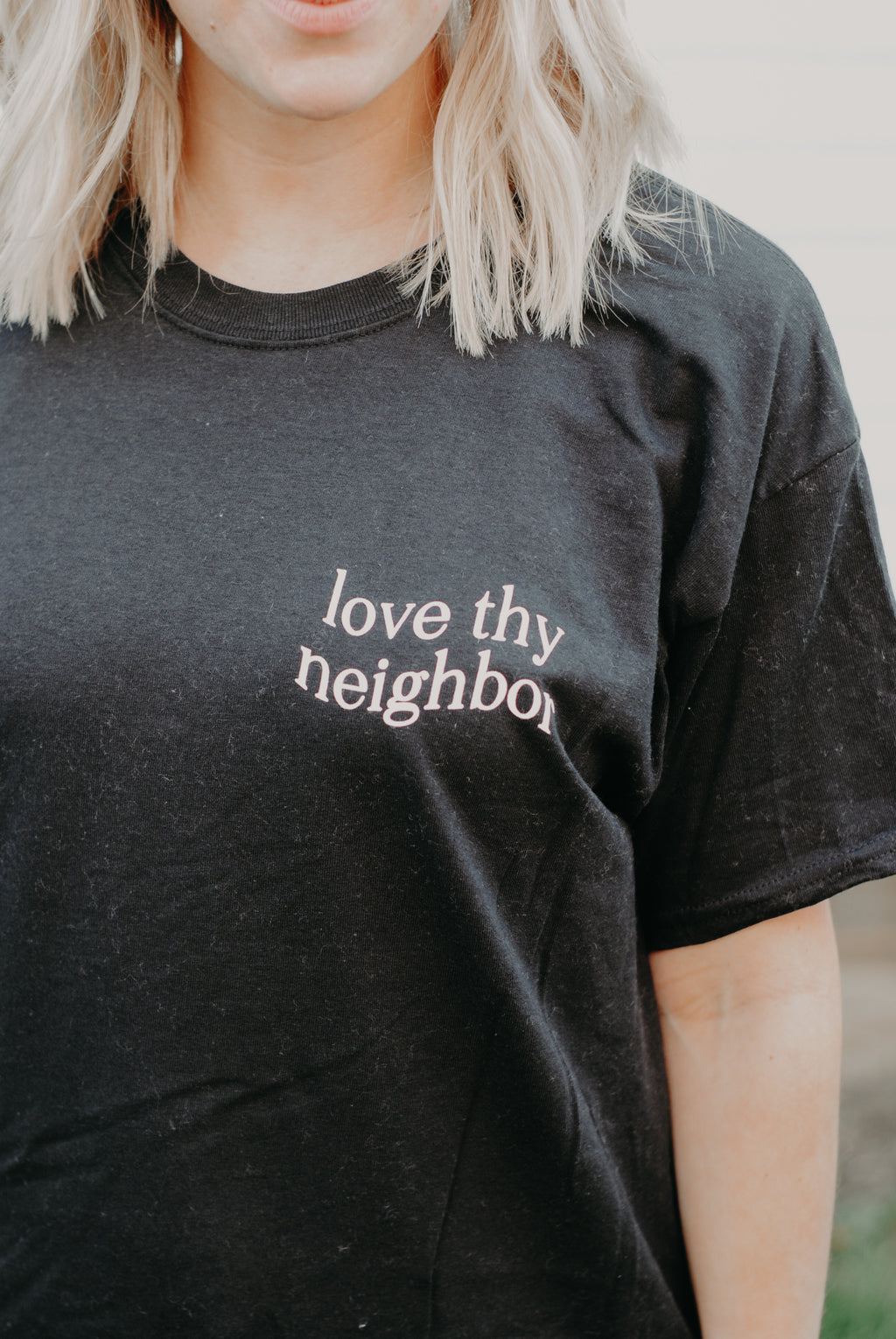 Love Thy Neighbor T-Shirt - Black - Christian Bracelets and Apparel - In His Name Company Products