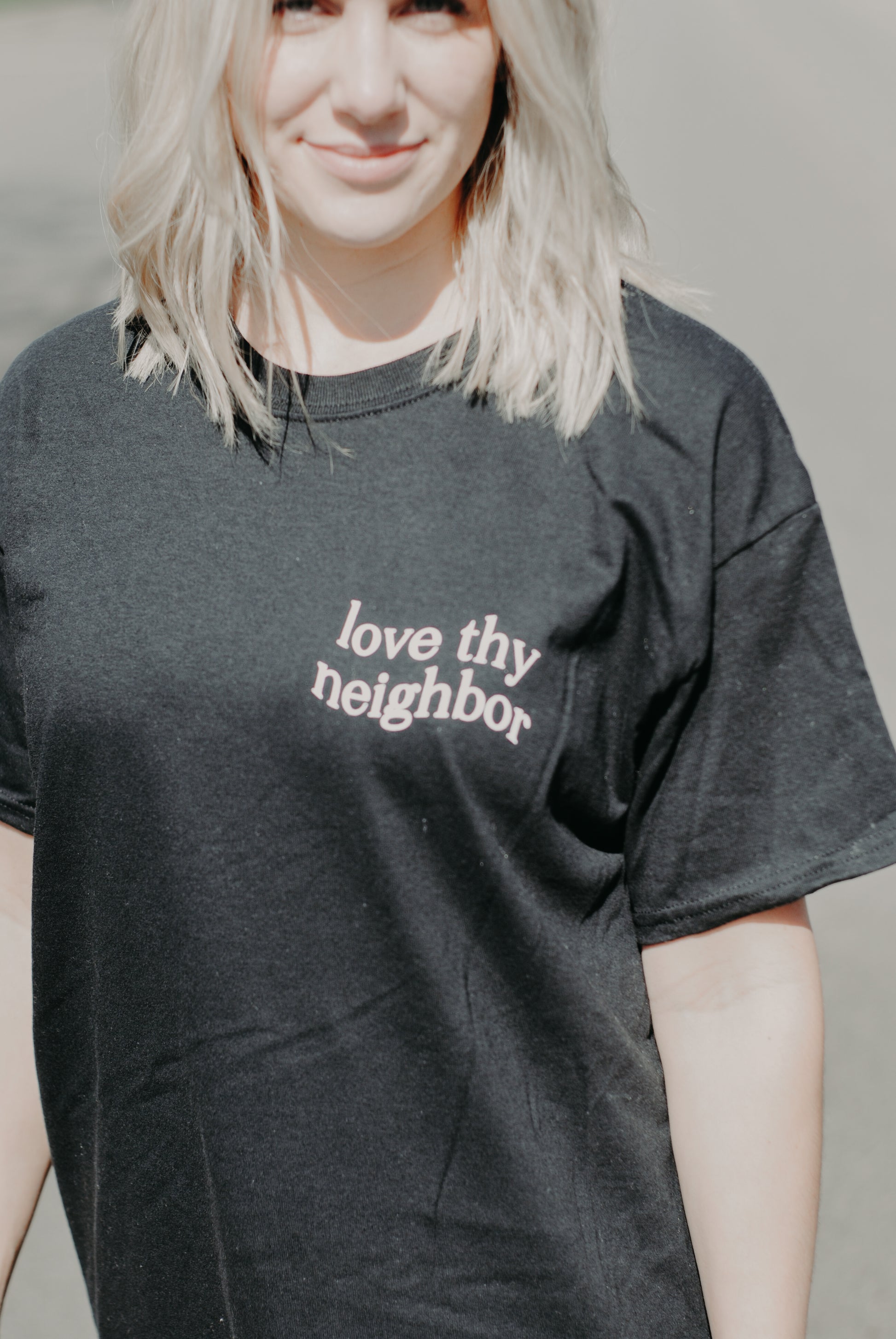 Love Thy Neighbor T-Shirt - Black - Christian Bracelets and Apparel - In His Name Company Products