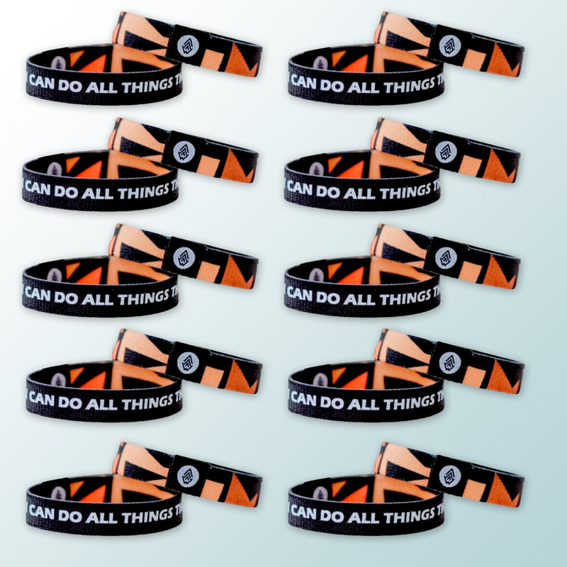 [$4] Philippians 4:13 10-Pack Reversible Bracelets - Christian Apparel and Accessories - Ascend Wood Products