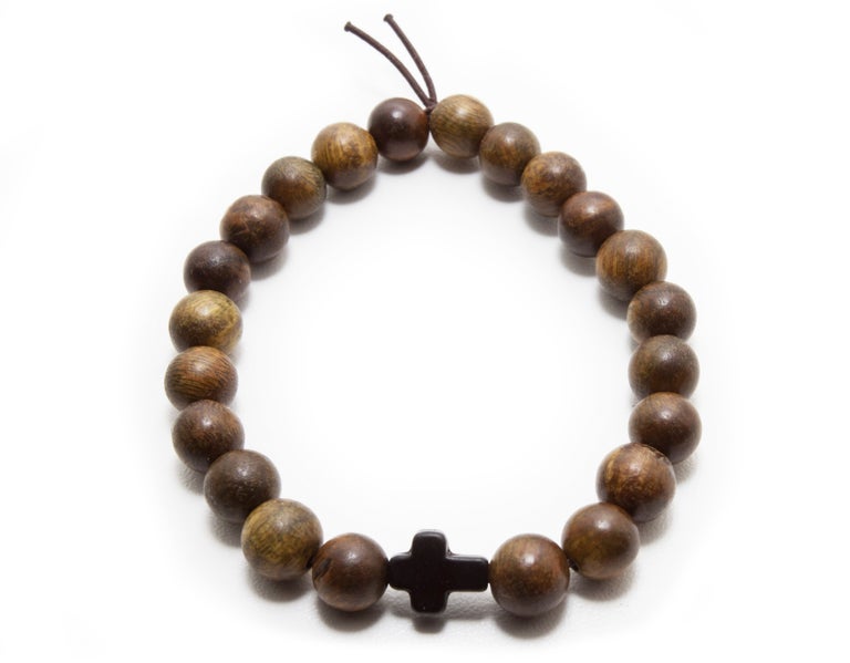 Handmade Sandalwood Black Cross Bracelet - Christian Bracelets and Apparel - In His Name Company Products