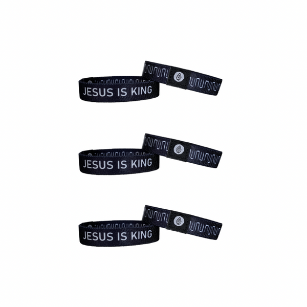 [NEW ALL BLACK] JESUS IS KING | 3-PACK Reversible Bracelets - Christian Apparel and Accessories - Ascend Wood Products