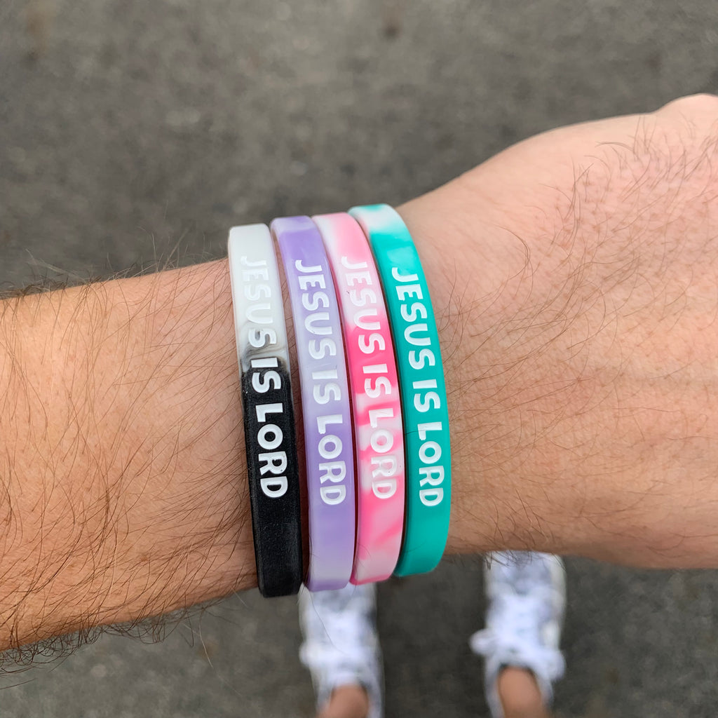 JESUS IS KING (4-Pack) Thin Silicone Bracelets - Christian Bracelets and Apparel - In His Name Company Products