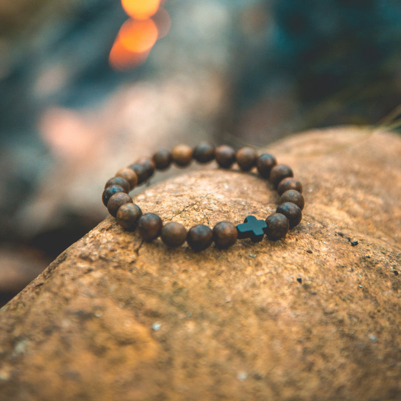 Handmade Sandalwood Black Cross Bracelet - Christian Apparel and Accessories - Ascend Wood Products