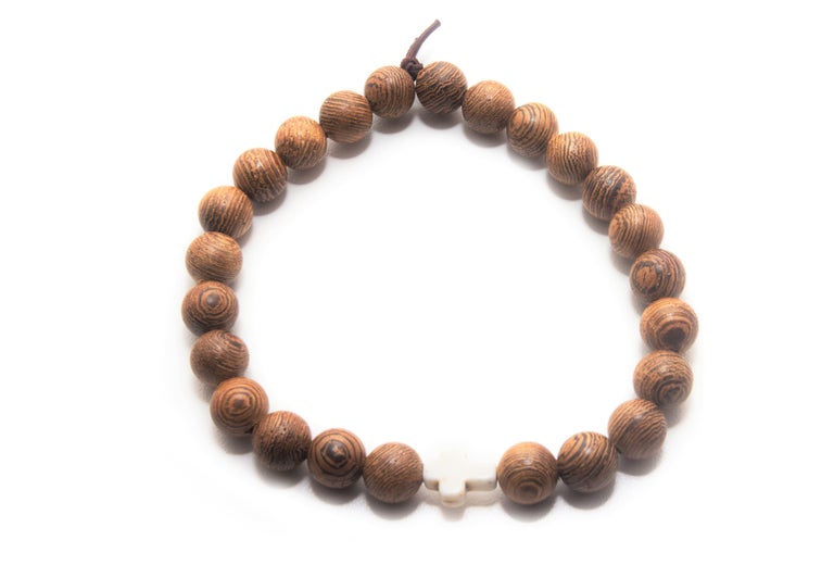 Wengewood White Cross Bracelet - Christian Bracelets and Apparel - In His Name Company Products